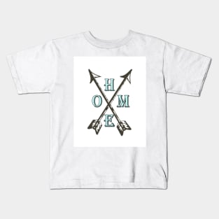 Home Love Your State Hometown Design, Crossed arrows with the letters HOME placed in between the arrows Kids T-Shirt